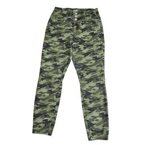 Nobo High Rise Sculpting Skinny Jeans Juniors 11 Green Camo Print Stretch Denim